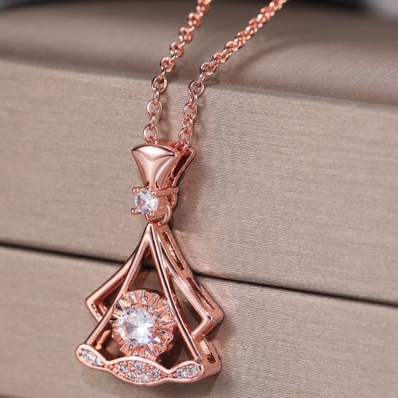 Shiny Unique Shape Rose Gold Plated Necklace for Women, MARR9003 - Picture 1 of 6